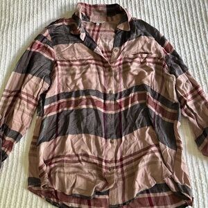 xl pink and grey lucky brand flannel
